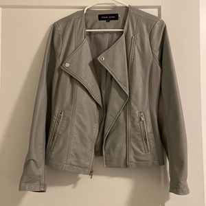 Black Rivet Grey Faux Leather/Fabric Jacket